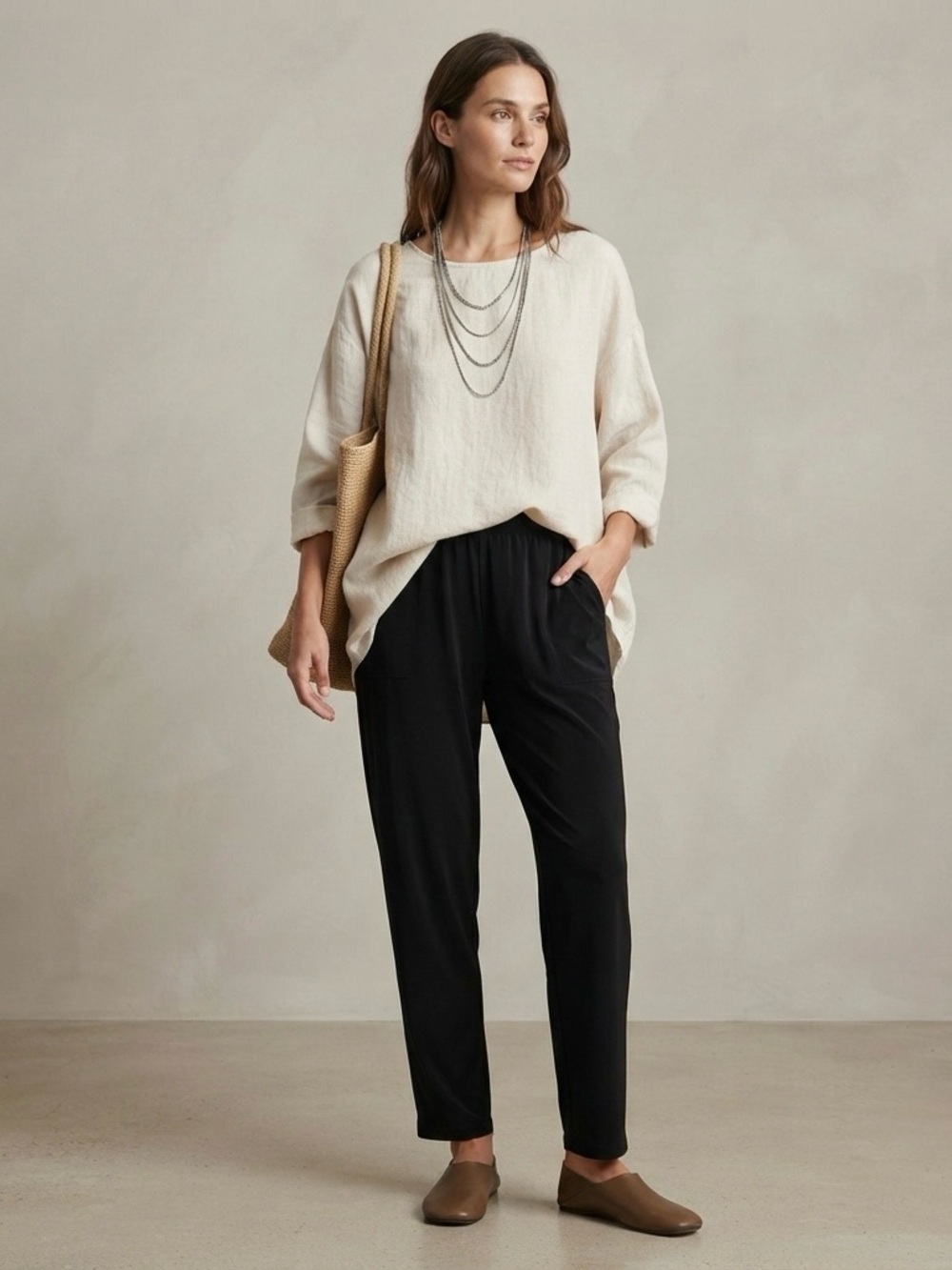 Planet by Lauren G Slinky Tapered Pants Size 1 M L Relaxed Minimalist Lagenlook